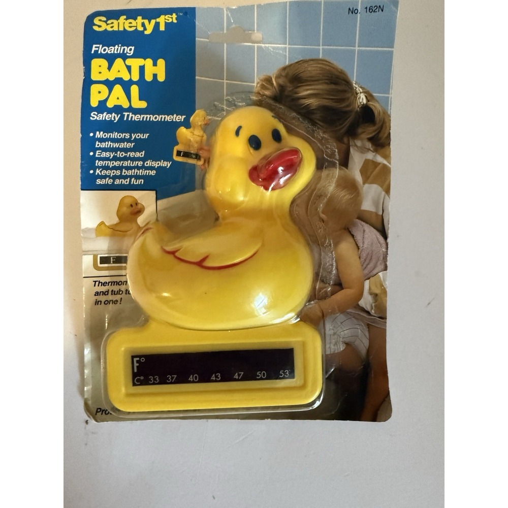 Vintage 1989 Safety First Rubber Duck Thermometer Bath Toy. New In box